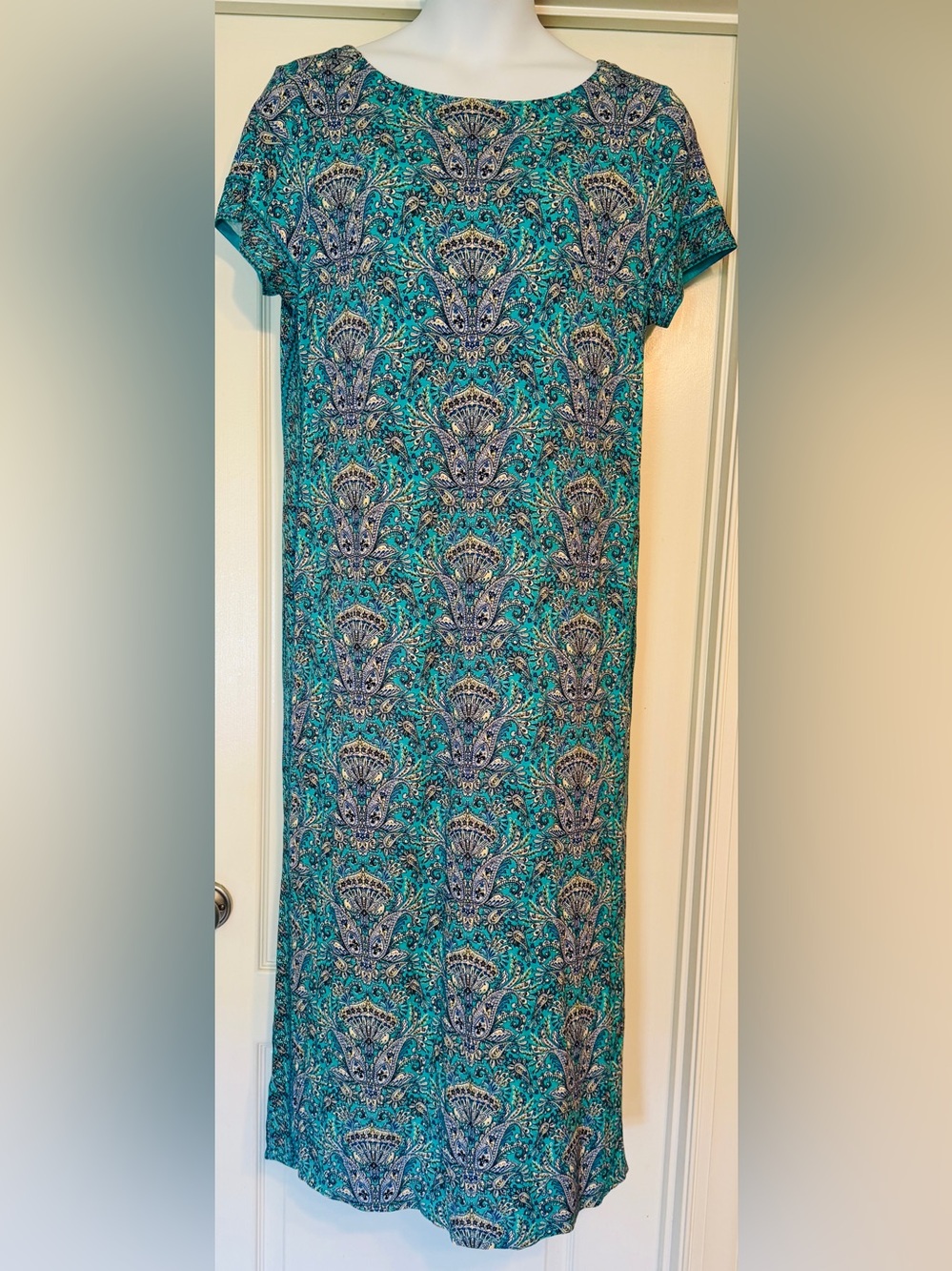 J. Jill Teal and Blue Paisley Midi Dress